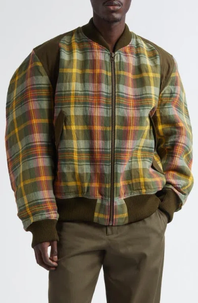 Nicholas Daley Spring Tartan Linen Bomber Jacket