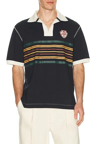 Nicholas Daley Striped Rugby Polo In Blue