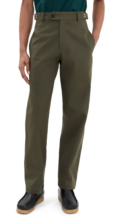 Nicholas Daley Two Pocket Straight Leg Trousers Olive/brown Check