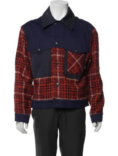 Pre-owned Nicholas Daley Wool Plaid Print Trucker Jacket In Blue