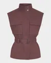 Nicholas Danna Belted Stand-collar Vest In Brown