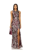 Nicholas Demi Silk Maxi Dress In Burgundy