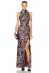 Nicholas Demi Silk Maxi Dress In Floral Dark Plum