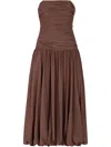 Nicholas Strapless Midi Dress In 褐色