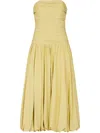 Nicholas Despina Strapless Ruched Bubble Midi Dress In Yellow
