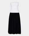 Nicholas Despina Strapless Ruched Bubble Midi Dress In Ivoryblack