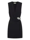Nicholas Dorsie Draped Buckle Mini Dress In Black