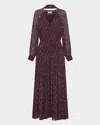 Nicholas Draya Ruched Tie-neck Viscose Maxi Dress In Burgundy