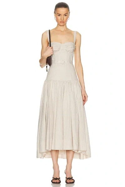 Nicholas Drenica Drop Waist Corset Midi Dress In Oat