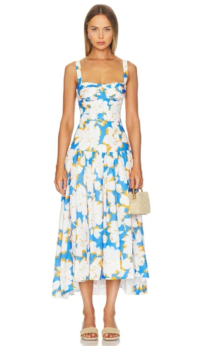 nicholas drenica drop waist corset midi dress NICHOLAS Drenica Drop Waist Corset Midi Dress in Limelight