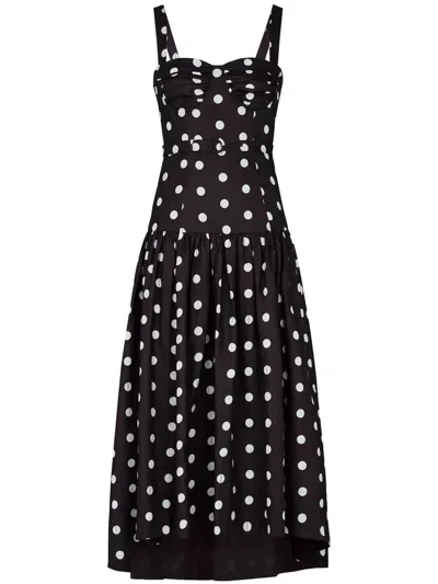 Nicholas Drenica Midi Dress In Black Ivory Polka Dot