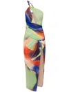 Nicholas Drue Draped Asymmetrical Midi Dress In Blau
