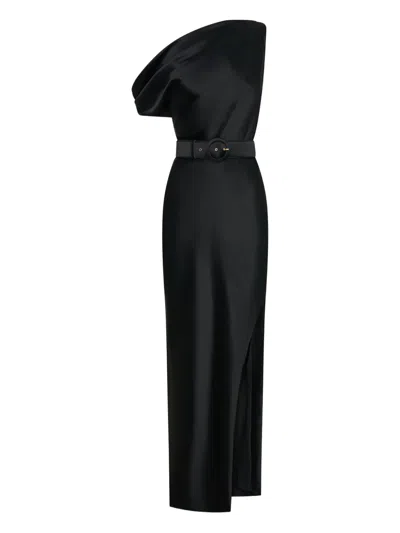 NICHOLAS EARTHA ONE-SHOULDER BELTED MAXI DRESS