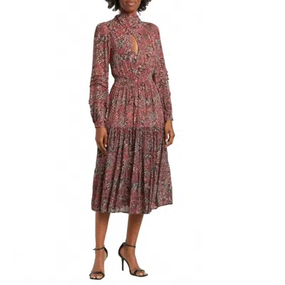 Nicholas Eleonor Gathered Printed Georgette Midi Dress In Burgundy