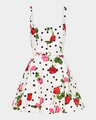 Nicholas Eleni Belted Floral-print Mini Dress In Multi