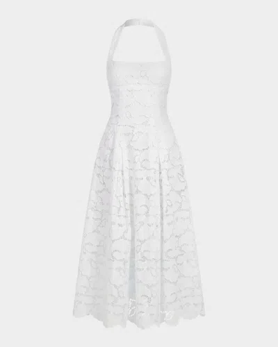 Nicholas Elisabeth Pleated Lace Halter Midi Dress In Multi