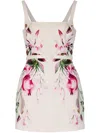 Nicholas Elissa Belted Floral-print Mini Dress In White