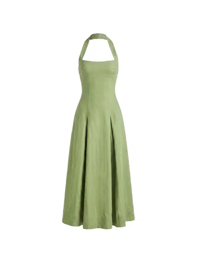 Nicholas Elizabeth Halterneck Midi Dress In Green