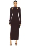 Nicholas Ellie Gold Bead Dress In Dark Plum