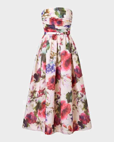 Nicholas Elly Strapless Floral-print Maxi Dress In Blue