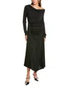Nicholas Elysia Scarf Cowl Neck Midi Dress In Black