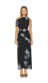 Nicholas Elza Off Shoulder Panelled Midi Dress In Black