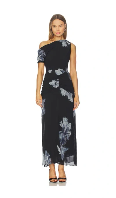 NICHOLAS ELZA OFF SHOULDER PANELLED MIDI DRESS