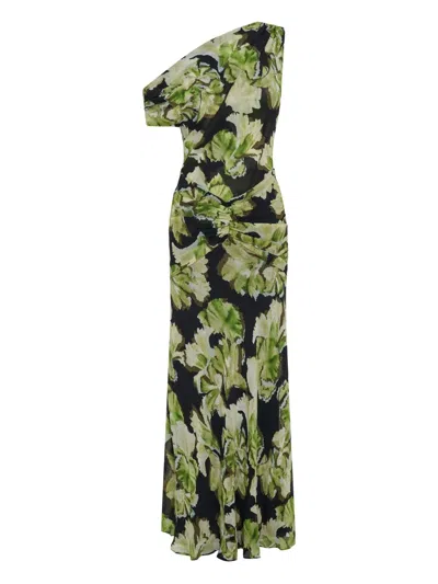 Nicholas Elza One-shoulder Floral-print Dress In Green