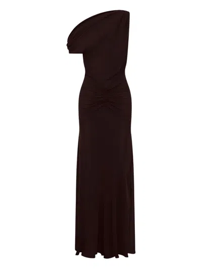 Nicholas Elza One-shoulder Maxi Dress In Brown
