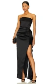 Nicholas Erelyn Strapless Draped Maxi Dress In Black