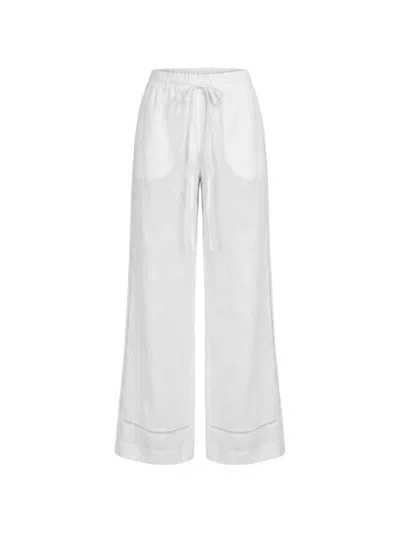 Nicholas Erica Lattice-trim Wide-leg Trousers In White