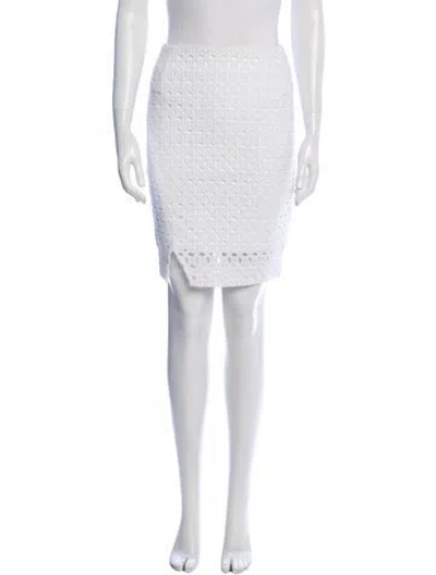 Pre-owned Nicholas Eyelet Trim Knee-length Skirt In White