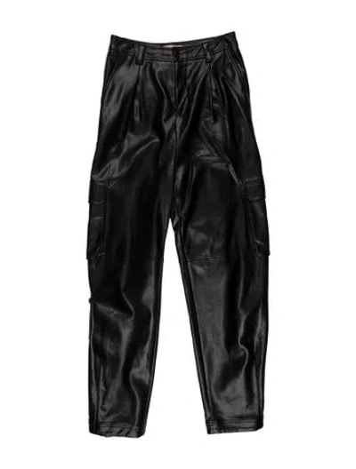 Pre-owned Nicholas Faux Leather Straight Leg Pants In Black