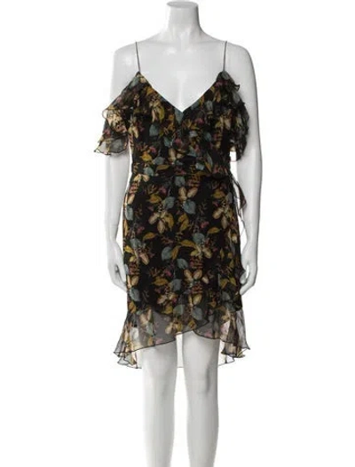 Pre-owned Nicholas Floral Print Knee-length Dress In Black