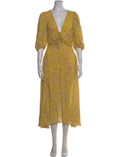 Pre-owned Nicholas Floral Print Knee-length Dress In Yellow
