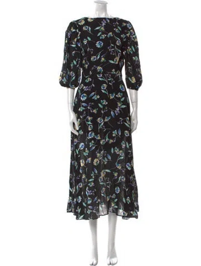 Pre-owned Nicholas Floral Print Long Dress In Black