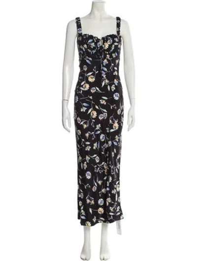 Pre-owned Nicholas Floral Print Long Dress In Black