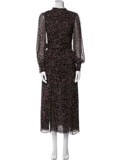 Pre-owned Nicholas Floral Print Long Dress In Black