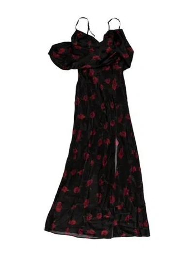 Pre-owned Nicholas Floral Print Long Dress In Black