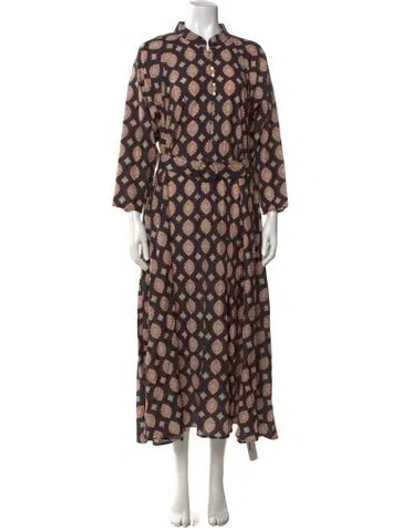 Pre-owned Nicholas Floral Print Long Dress In Black