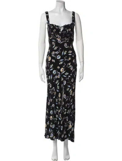 Pre-owned Nicholas Floral Print Long Dress In Black