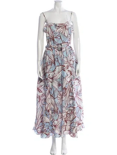 Pre-owned Nicholas Floral Print Long Dress In Blue