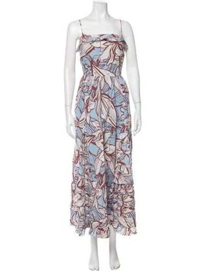Pre-owned Nicholas Floral Print Long Dress In Blue