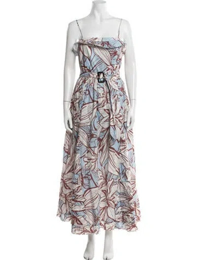Pre-owned Nicholas Floral Print Long Dress In Blue