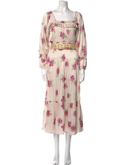 Pre-owned Nicholas Floral Print Long Dress In Neutral
