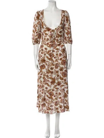 Pre-owned Nicholas Floral Print Long Dress In Neutral