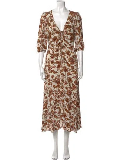 Pre-owned Nicholas Floral Print Long Dress In Neutral