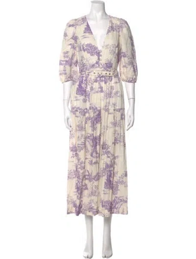 Pre-owned Nicholas Floral Print Long Dress In Neutral