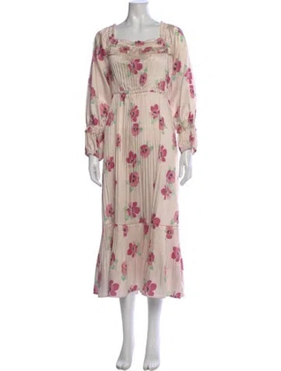 Pre-owned Nicholas Floral Print Long Dress In Neutral