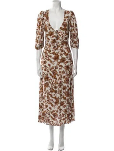 Pre-owned Nicholas Floral Print Long Dress In Orange